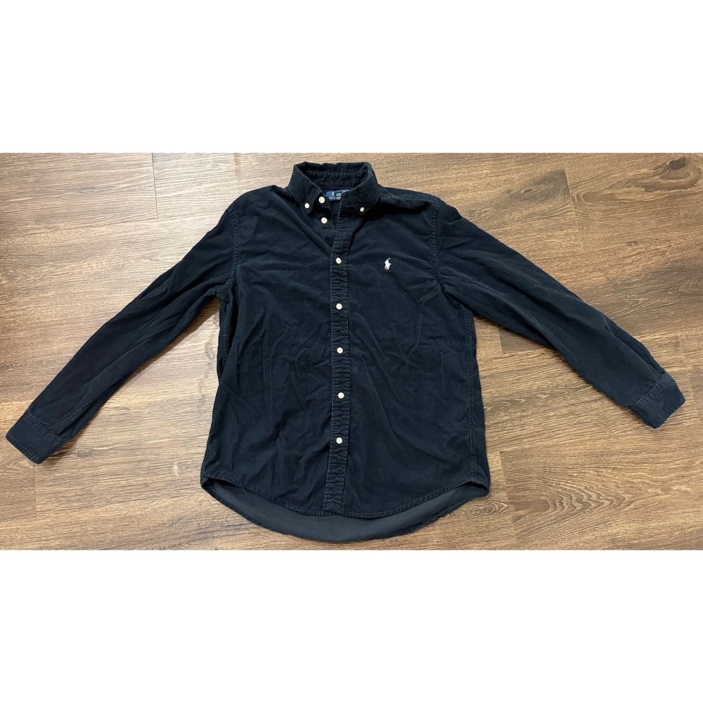 Polo Ralph Lauren Corduroy Shirt Boys XL 18-20 Navy Blue Button Down
